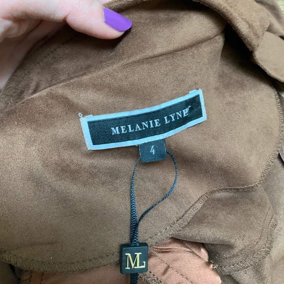 MELANIE LYNE Suede Brown Open Duster Jacket Dressy Women’s Size 4 BRAND NEW - Picture 11 of 16